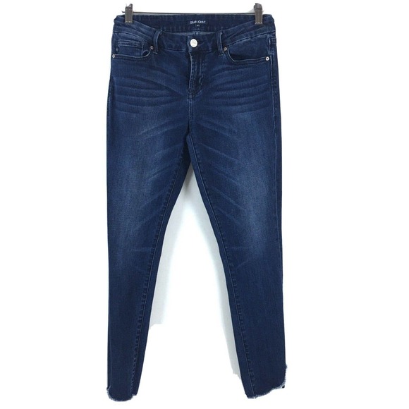 Dear John Denim - Dear John Jeans Womens 27 Skinny Dark Wash Blue Distressed Hem Stretch